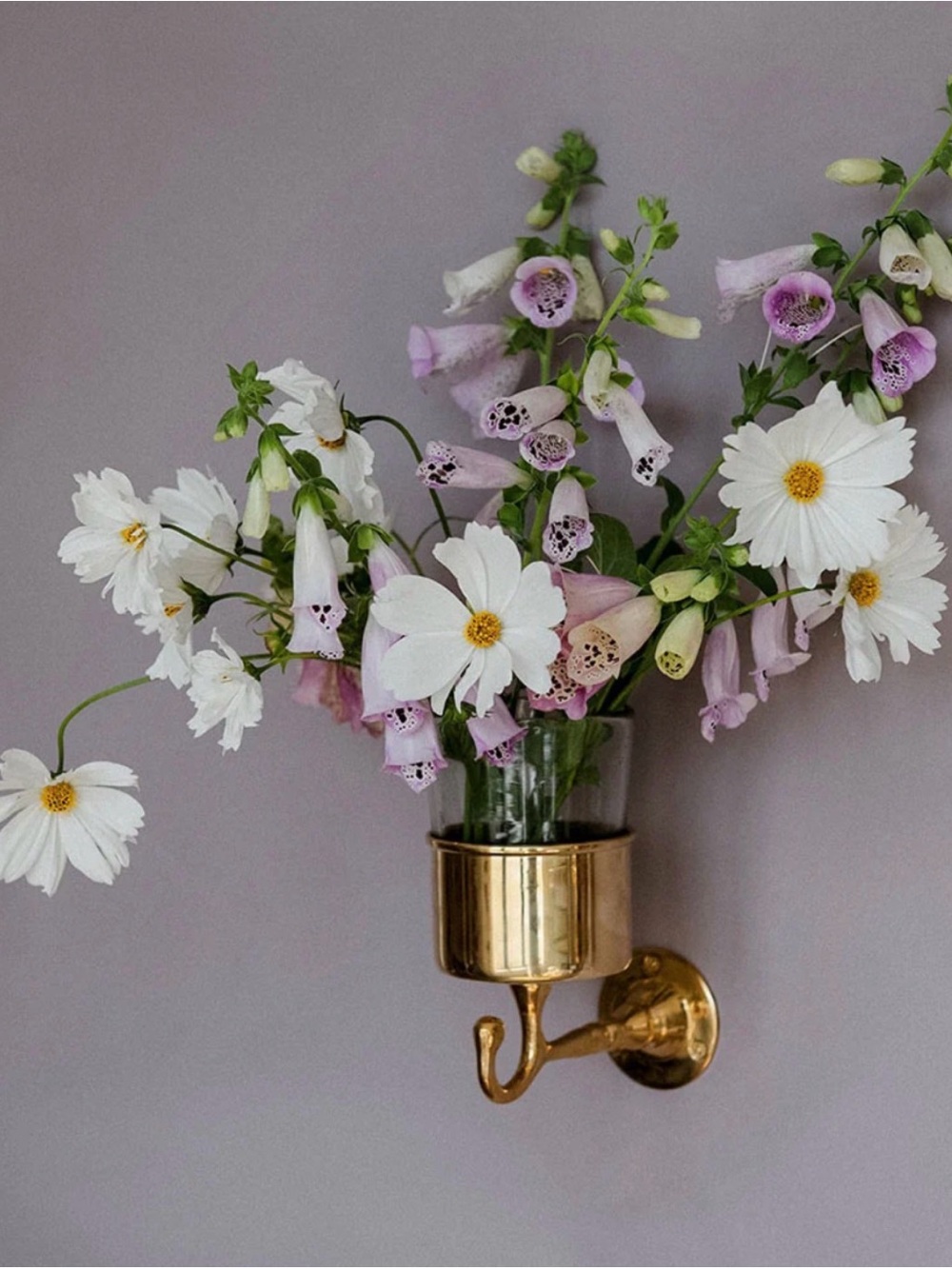 Two Roan Iris Orla Wall Vessels Handcrafted unlacquered brass